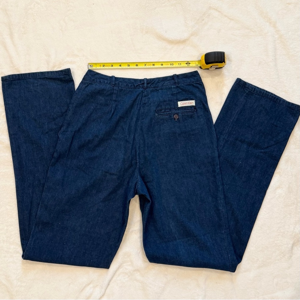 Vintage Calvin Klein Blue Jeans Trouser Denim Tall Long High Waist Hong Long 12